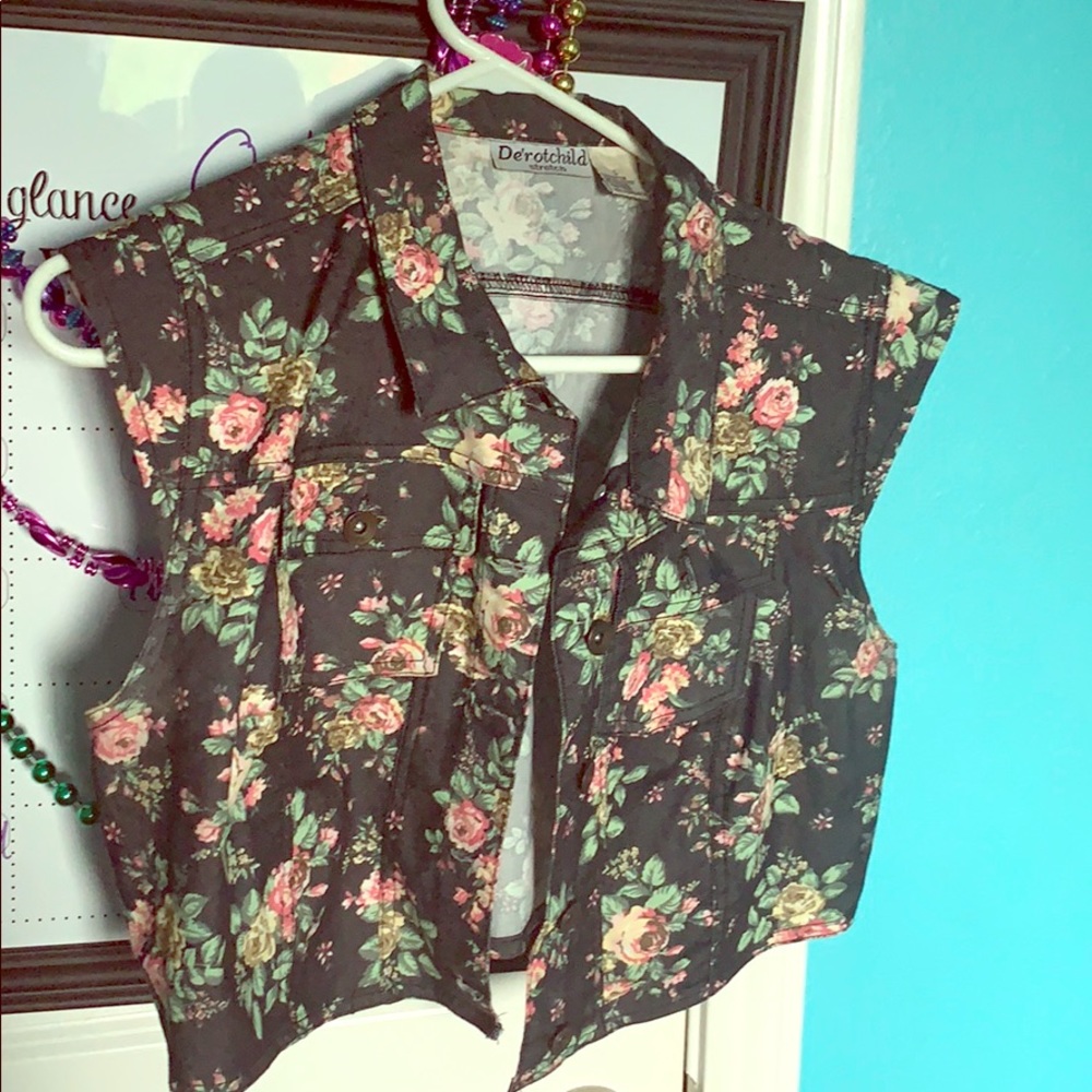 Floral print vest jacket